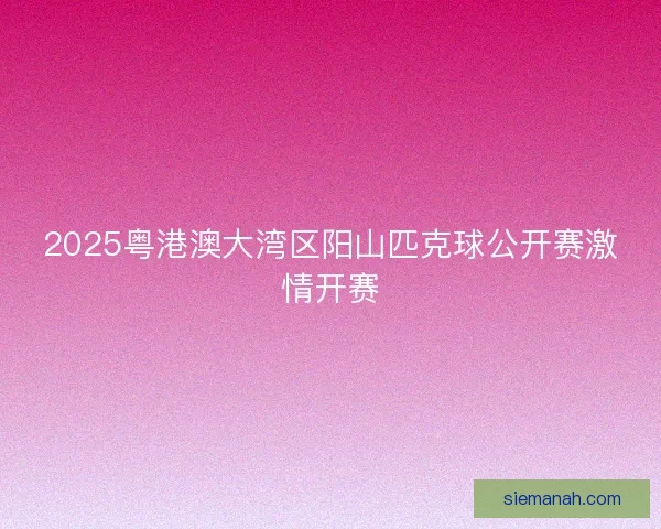 2025粤港澳大湾区阳山匹克球公开赛激情开赛