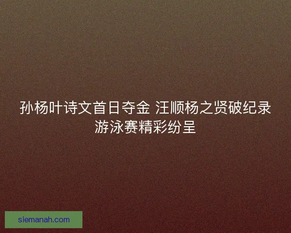 孙杨叶诗文首日夺金 汪顺杨之贤破纪录游泳赛精彩纷呈